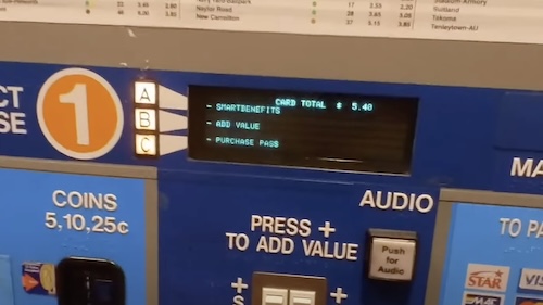 Écran de la machine pour acheter une SmarTrip® Card